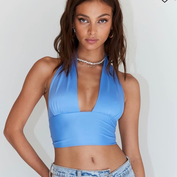 Princess Polly Tops - Princess Polly | Bright Blue Halter Top | Size 2